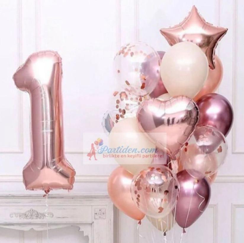 1 Yaş Rose Balon Demeti