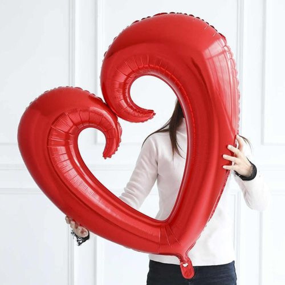 100cm Kırmızı İçi Boş Kalp Folyo Balon