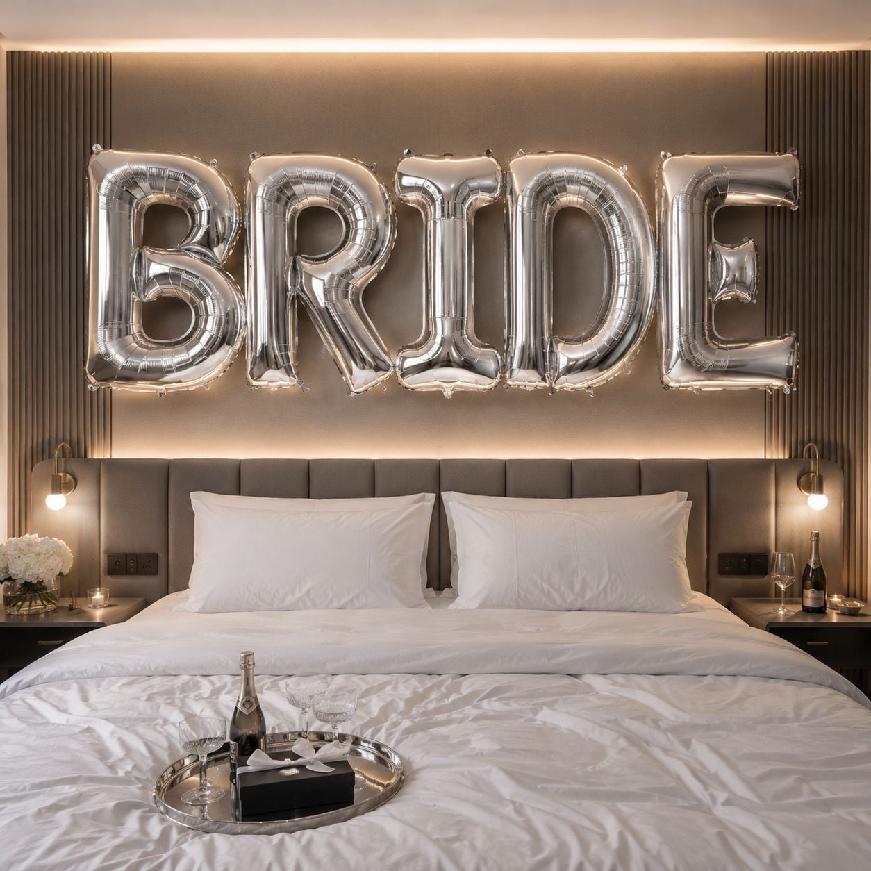 100cm Gümüş Bride folyo Balon
