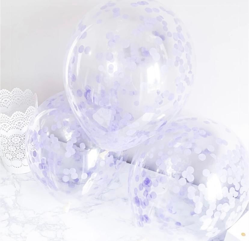 Şeffaf Lila Konfetili Balon 10 Adet