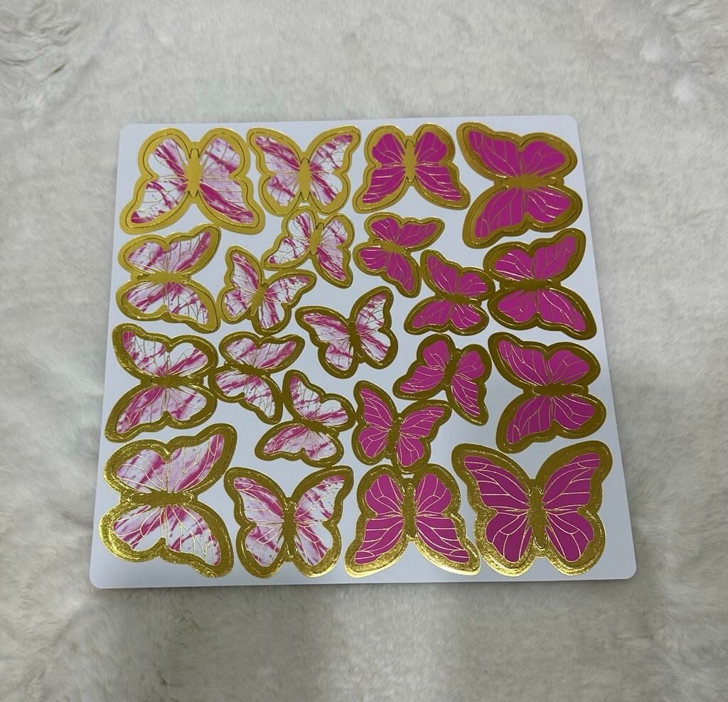 Pembe Kelebek Pasta Süsü 21 Adet gorsel 2