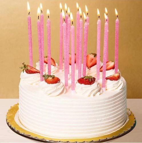Pembe Simli Pasta Mumu 6 Adet